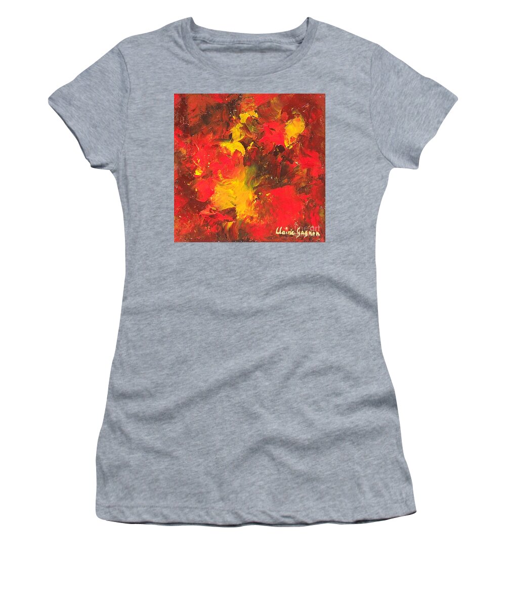Abstract Women's T-Shirt featuring the painting The Old Masters by Claire Gagnon