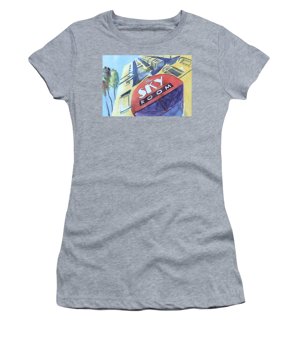 The Sky Room Women's T-Shirt featuring the painting The Sky Room by Debbie Lewis