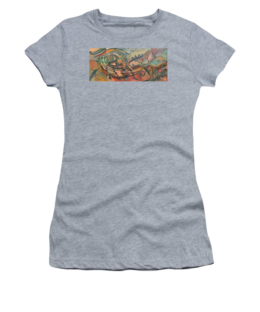 Abstraction Women's T-Shirt featuring the painting The Swirl by Valentina Plishchina