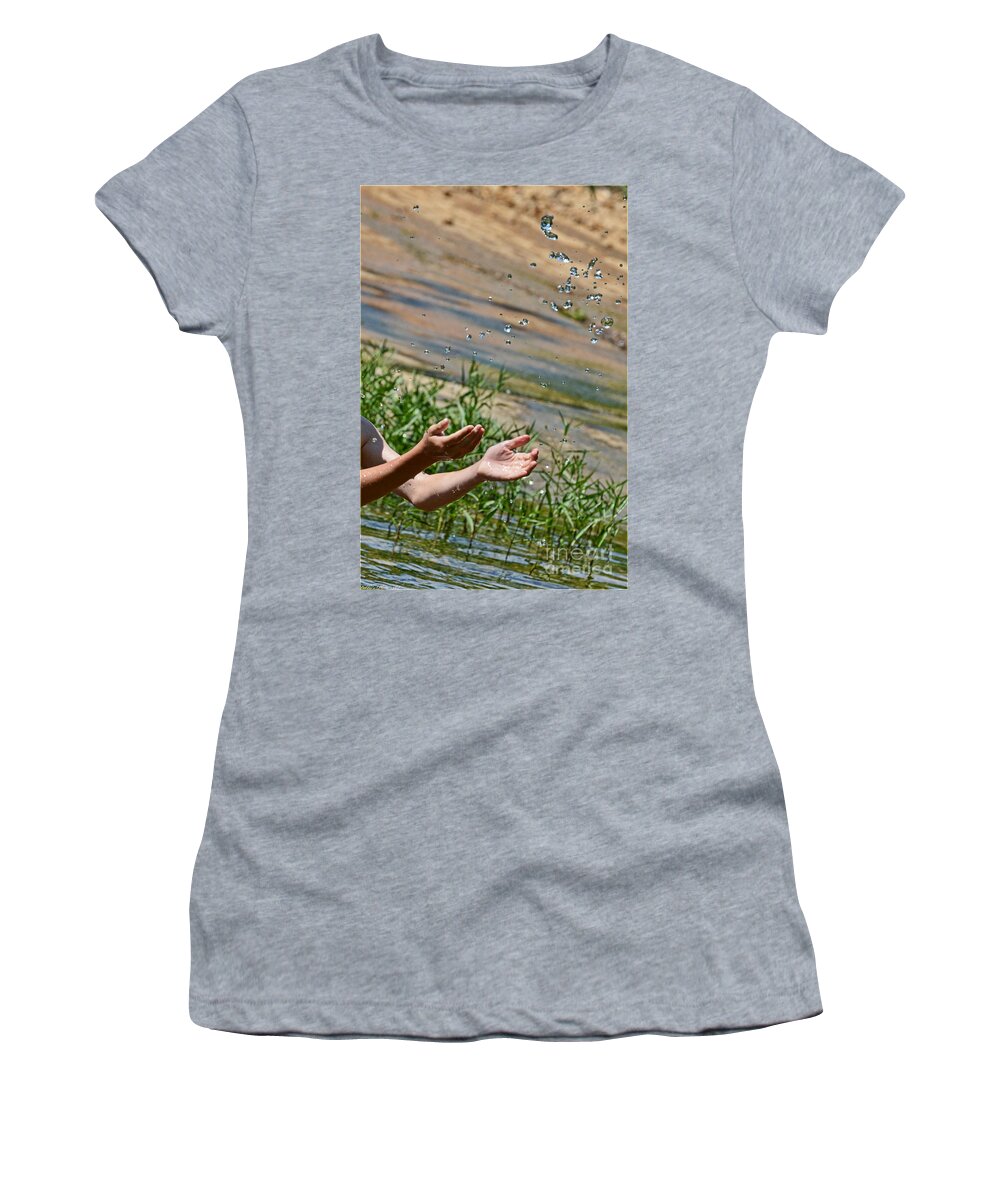Water Women's T-Shirt featuring the photograph Throwing water II by Debbie Portwood