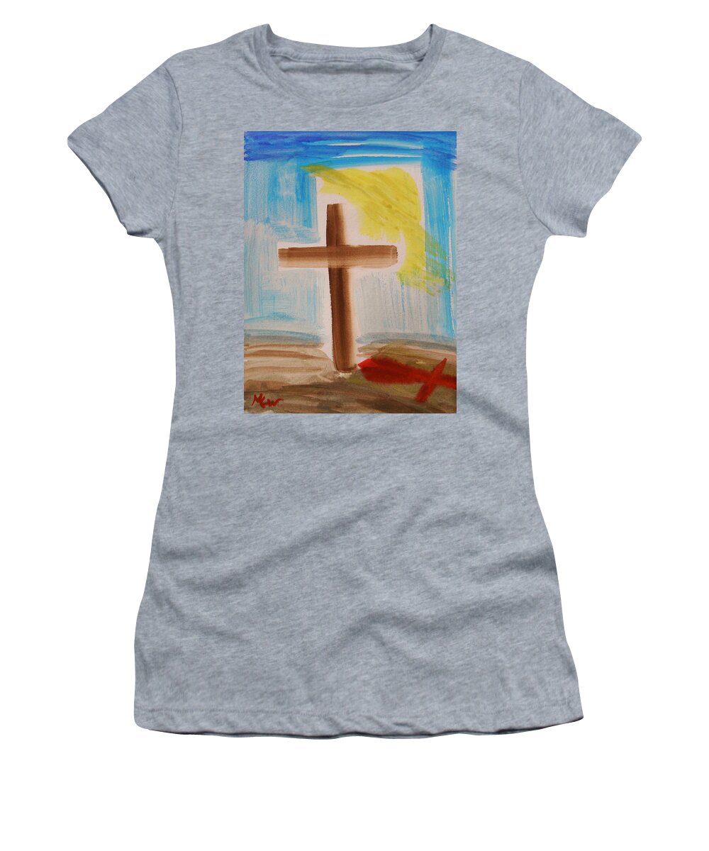 Jesus Women's T-Shirt featuring the drawing Tim Tebow's Cross-Easter Monday by Mary Carol Williams