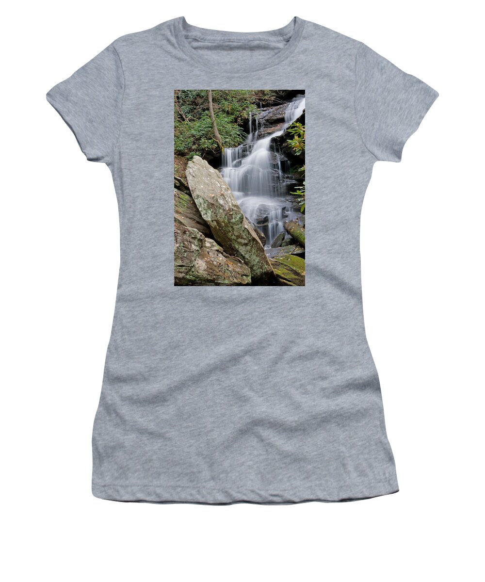 Great Smoky Mountains Women's T-Shirt featuring the photograph Tranquil Waterfall by Angie Schutt