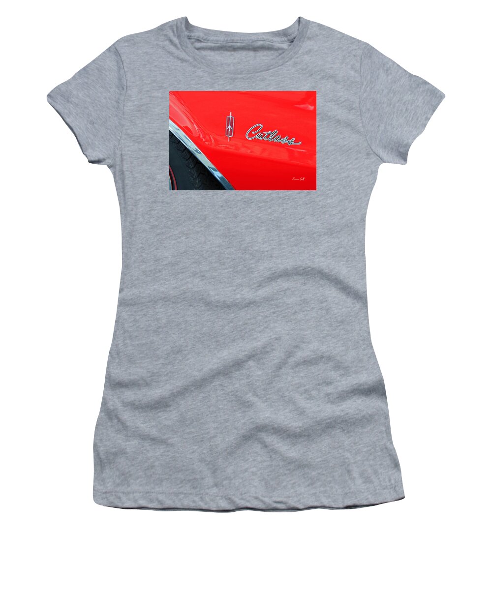 Red Women's T-Shirt featuring the photograph Vintage Red Cutlass by Suzanne Gaff