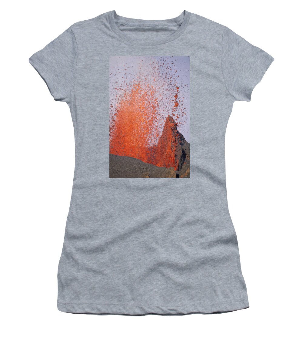 00140929 Women's T-Shirt featuring the photograph Volcanic Eruption, Spatter Cone by Tui De Roy