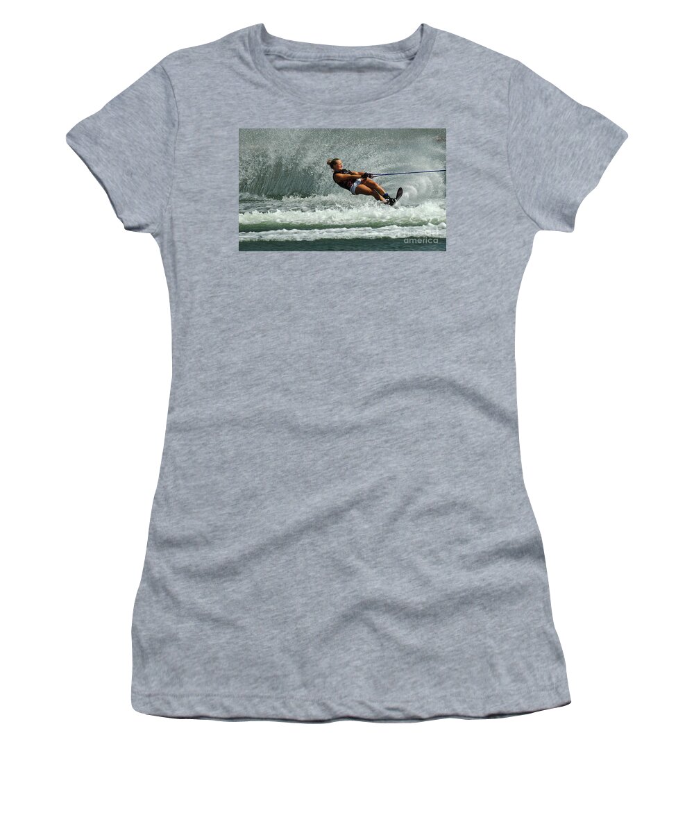 Water Skiing Women's T-Shirt featuring the photograph Water Skiing Magic Of Water 2 by Bob Christopher
