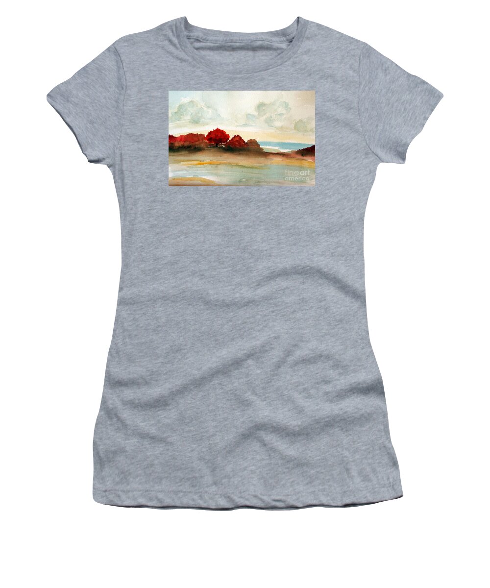 Paintings Women's T-Shirt featuring the painting Watercolor bay by Julie Lueders 