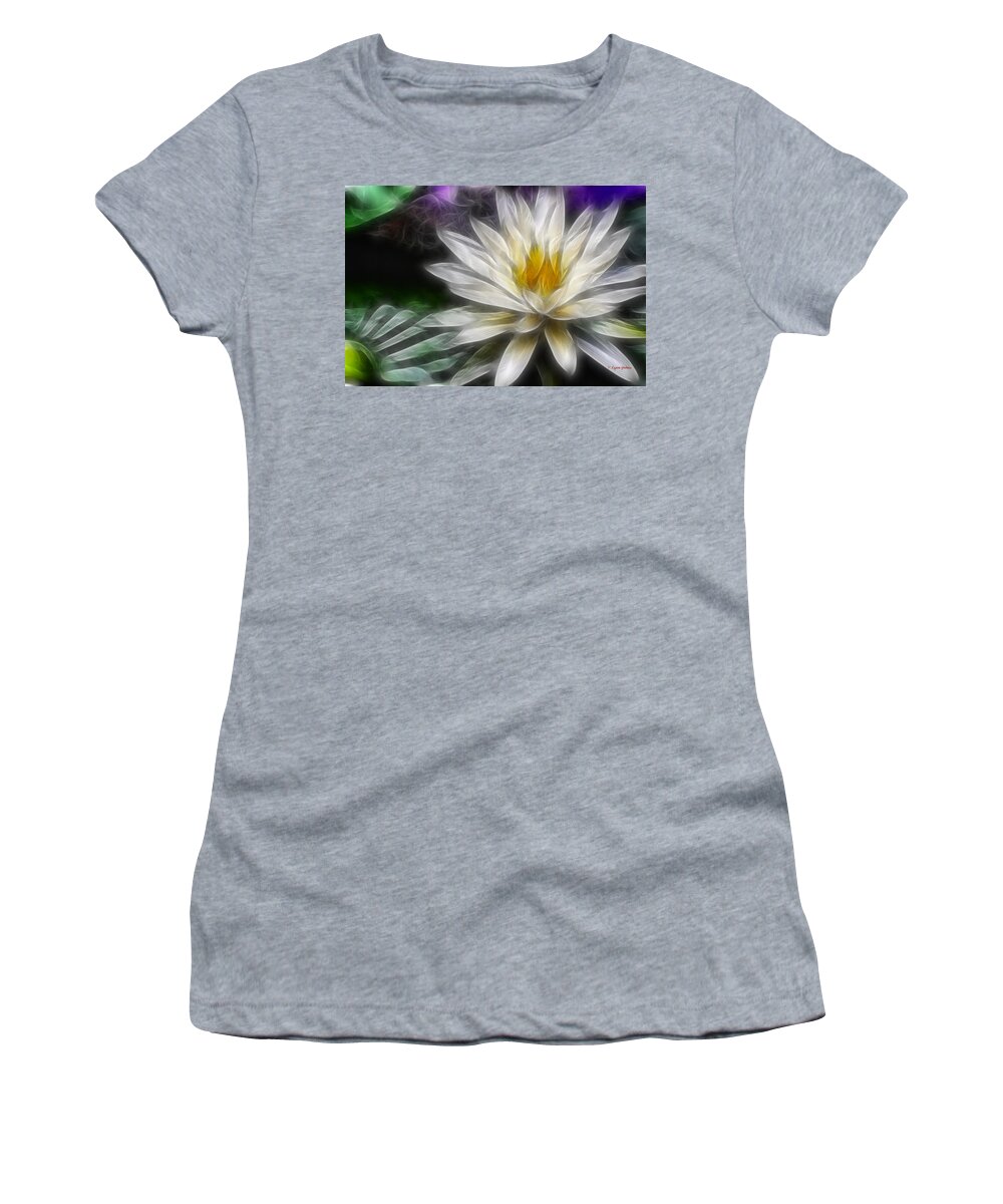 Waterlily Women's T-Shirt featuring the digital art Waterlily in Pseudo-Fractal by Lynne Jenkins