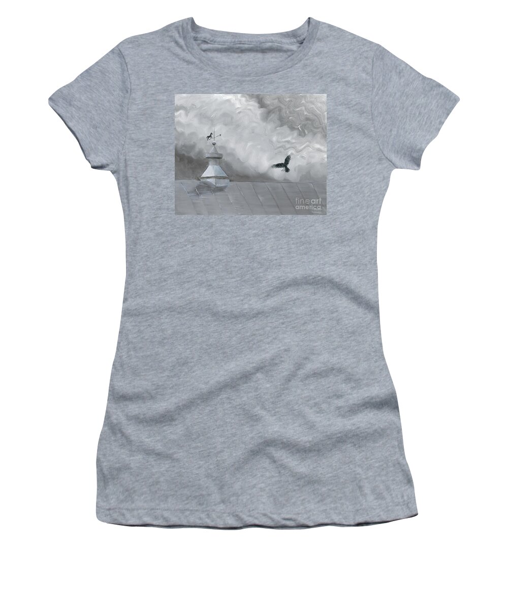 Crow Women's T-Shirt featuring the painting Weather Vane by Jackie Irwin