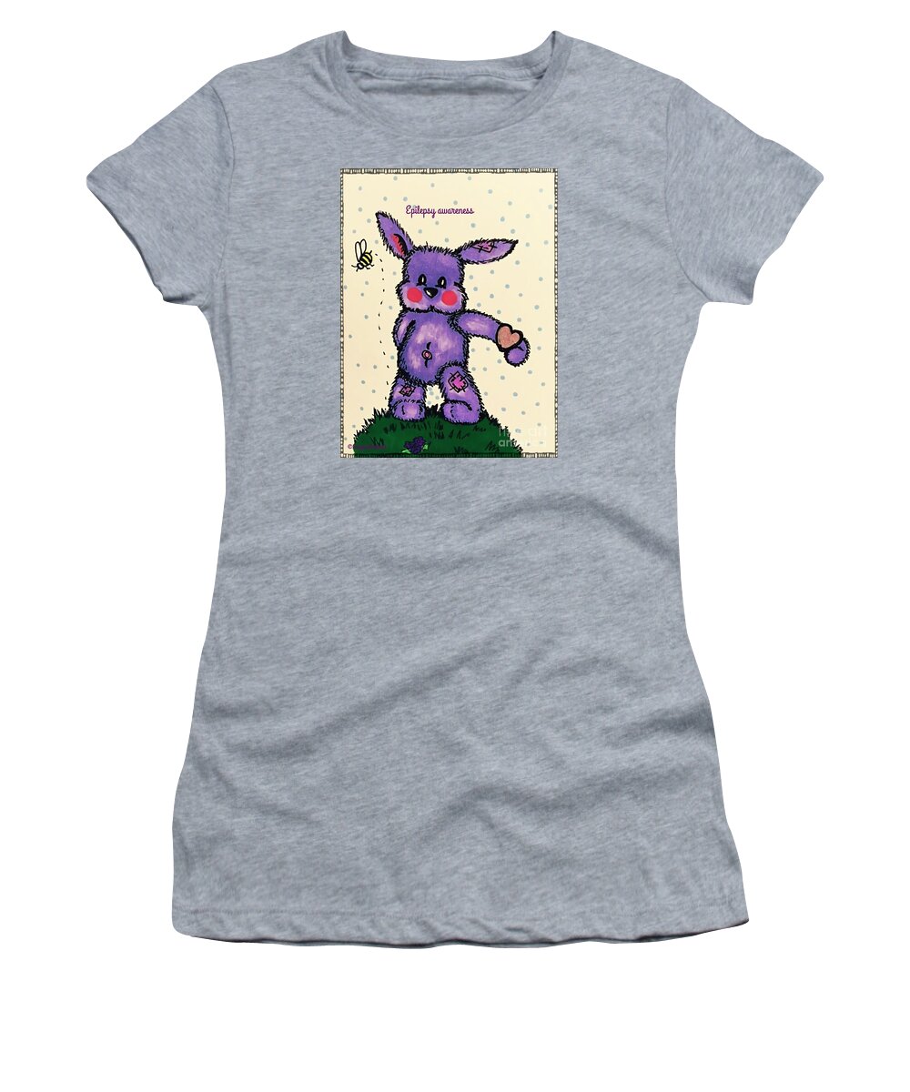 Pen Women's T-Shirt featuring the mixed media Epilepsy awareness Bunny by MaryLee Parker