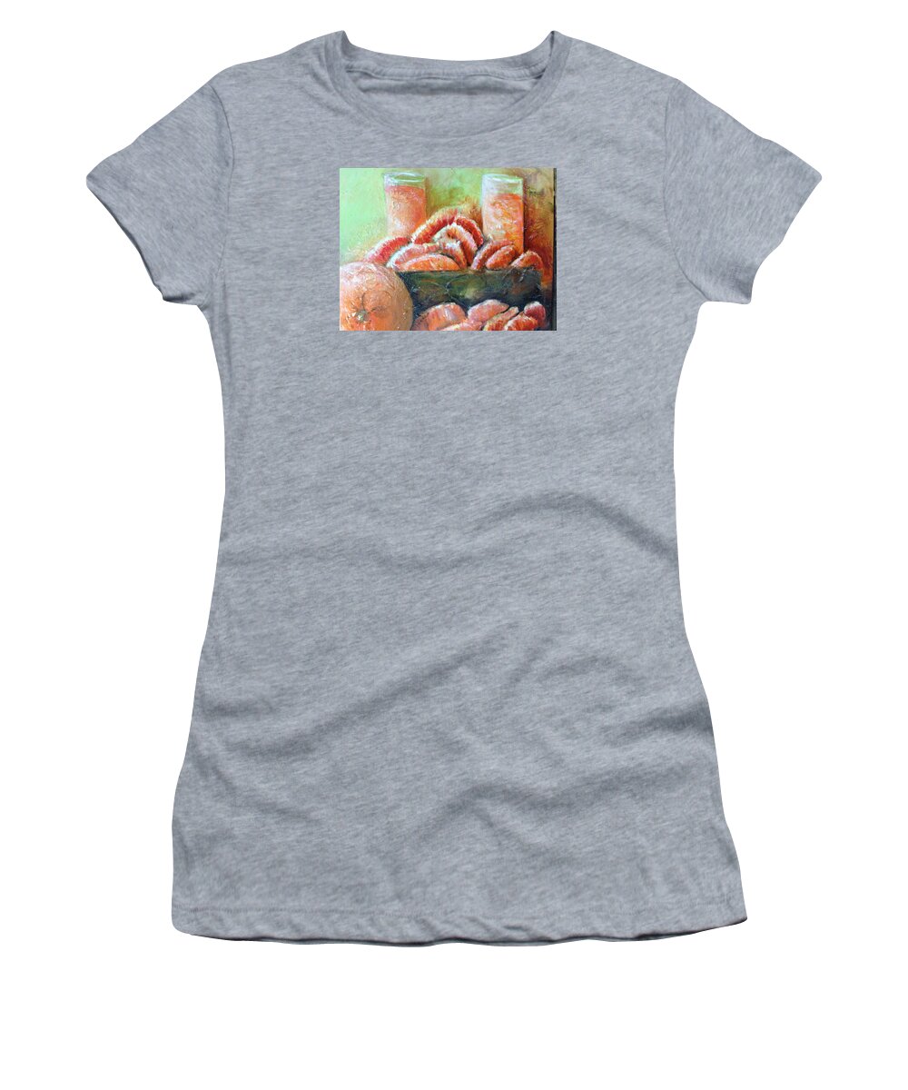 Still Life Women's T-Shirt featuring the painting Mandarin oranges by Chuck Gebhardt