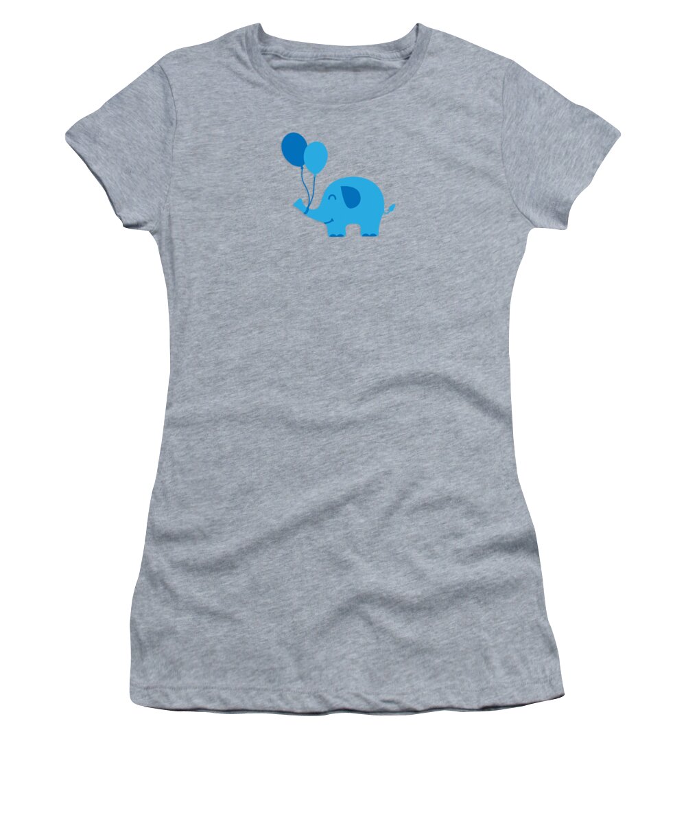 Baby Women's T-Shirt featuring the digital art Sweet Funny Baby Elephant with Balloons by Philipp Rietz