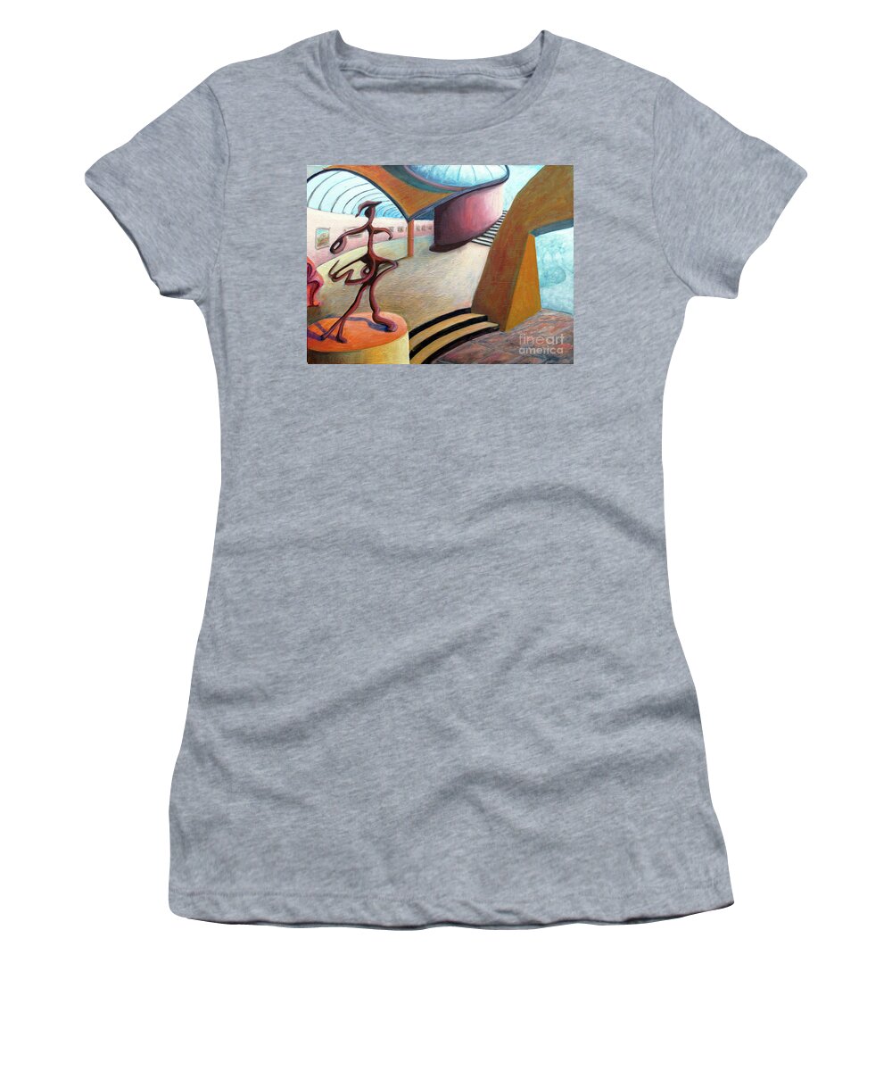 Museum Women's T-Shirt featuring the painting 01343 Museum by AnneKarin Glass