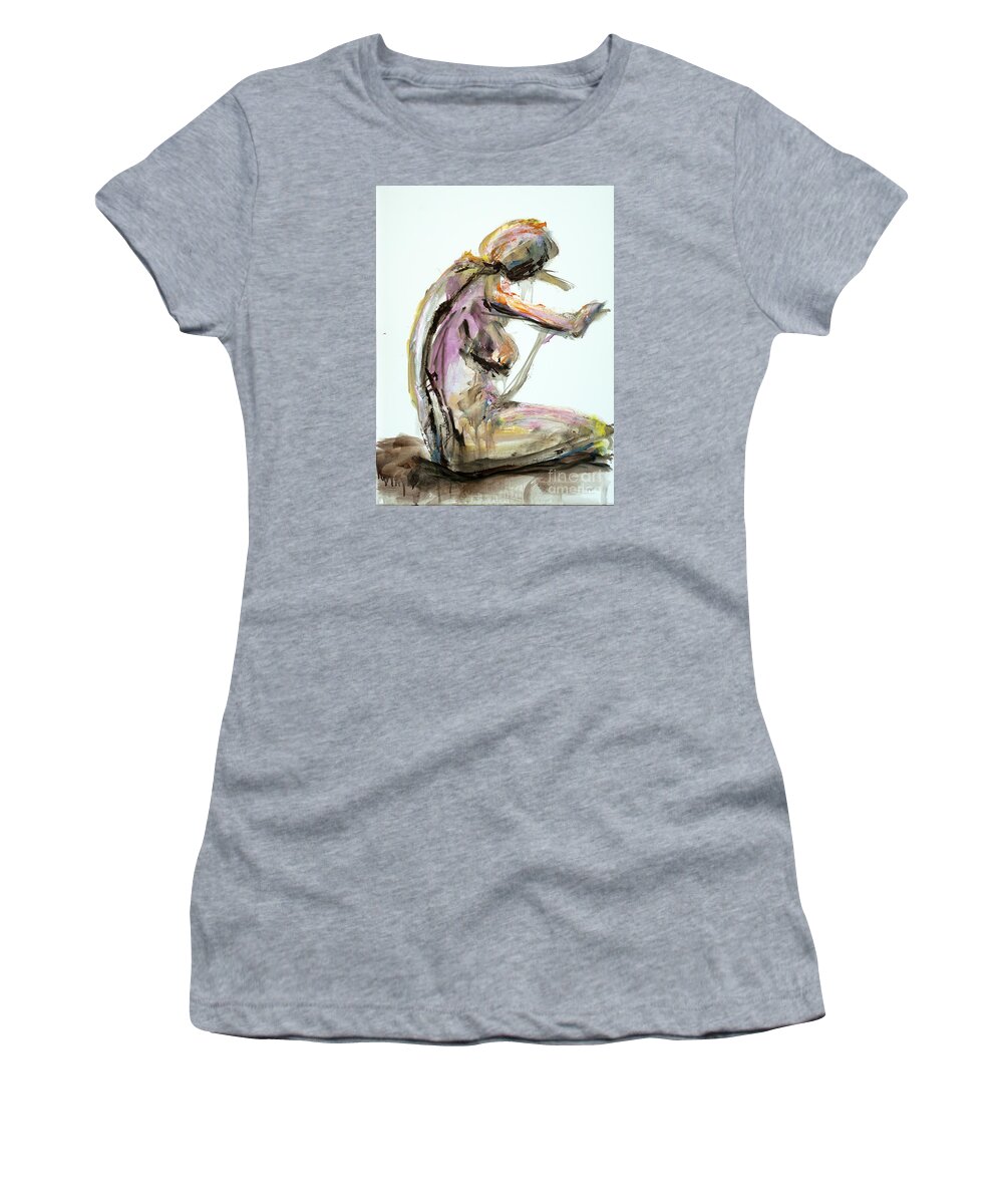 Gesture Women's T-Shirt featuring the painting 04953 Just So by AnneKarin Glass