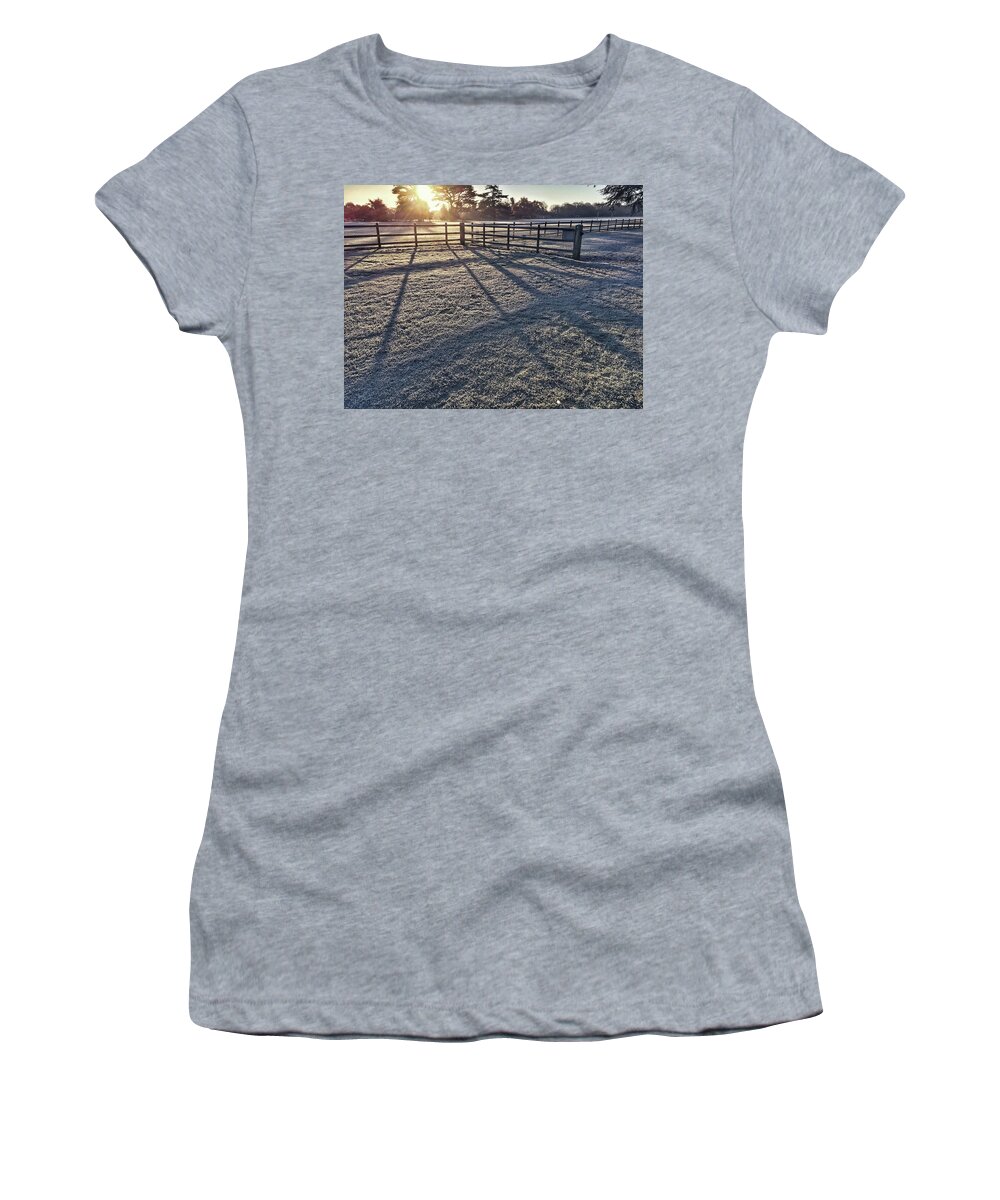 Bitter Women's T-Shirt featuring the photograph A frosty paddock #1 by Tom Gowanlock