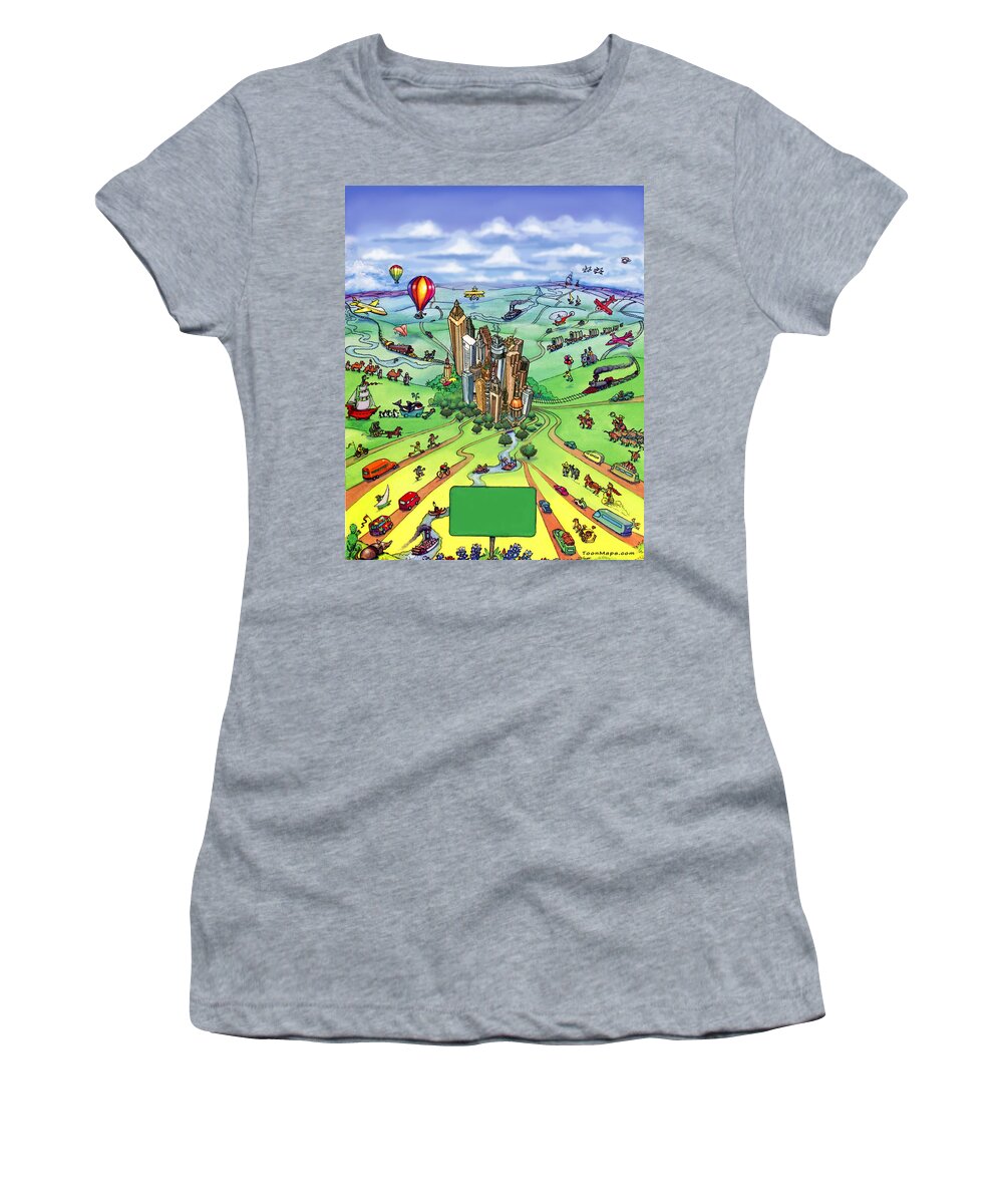Atlanta Women's T-Shirt featuring the digital art All Roads lead to Atlanta Georgia by Kevin Middleton