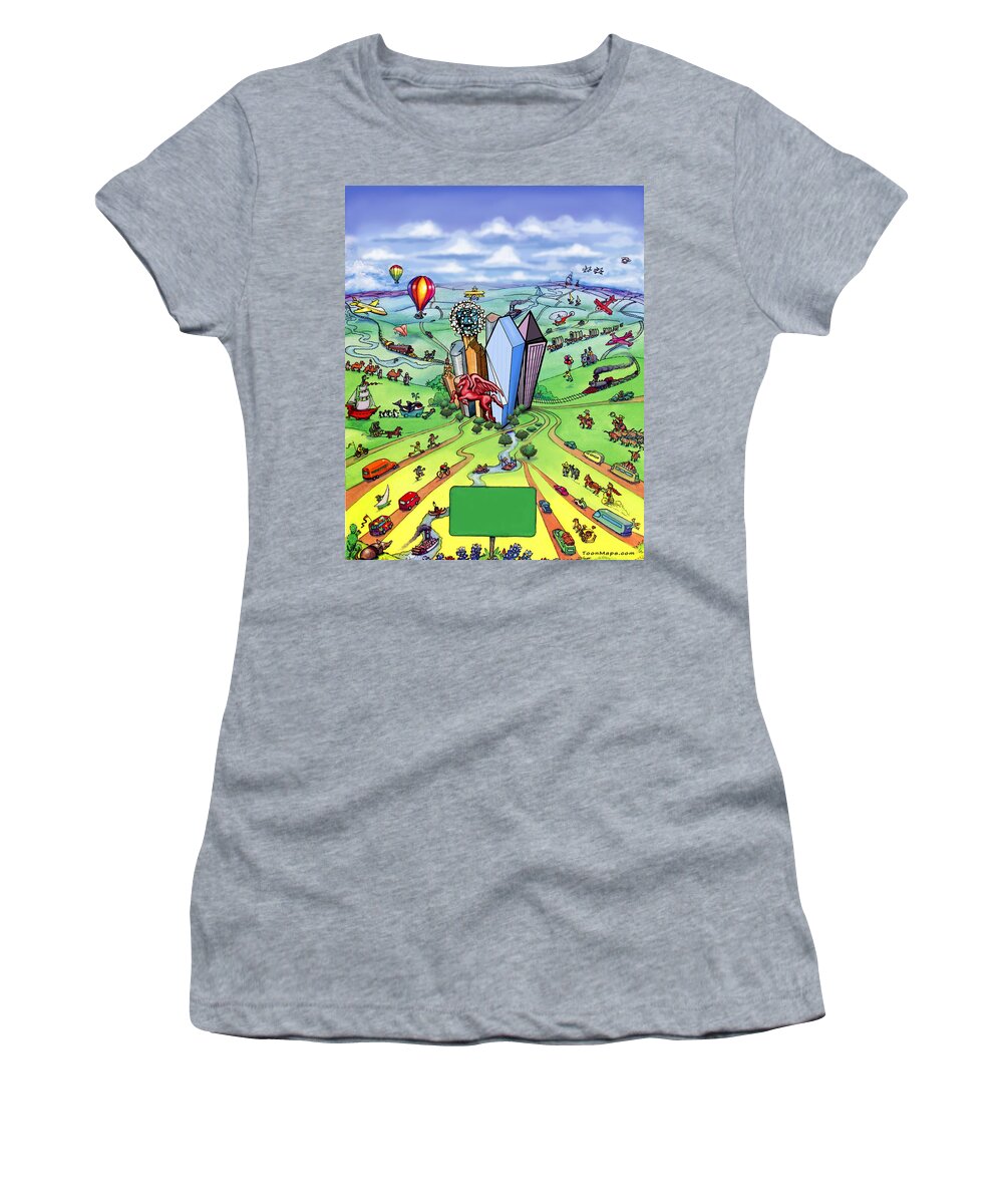 Dallas Women's T-Shirt featuring the digital art All roads lead to Dallas Texas by Kevin Middleton