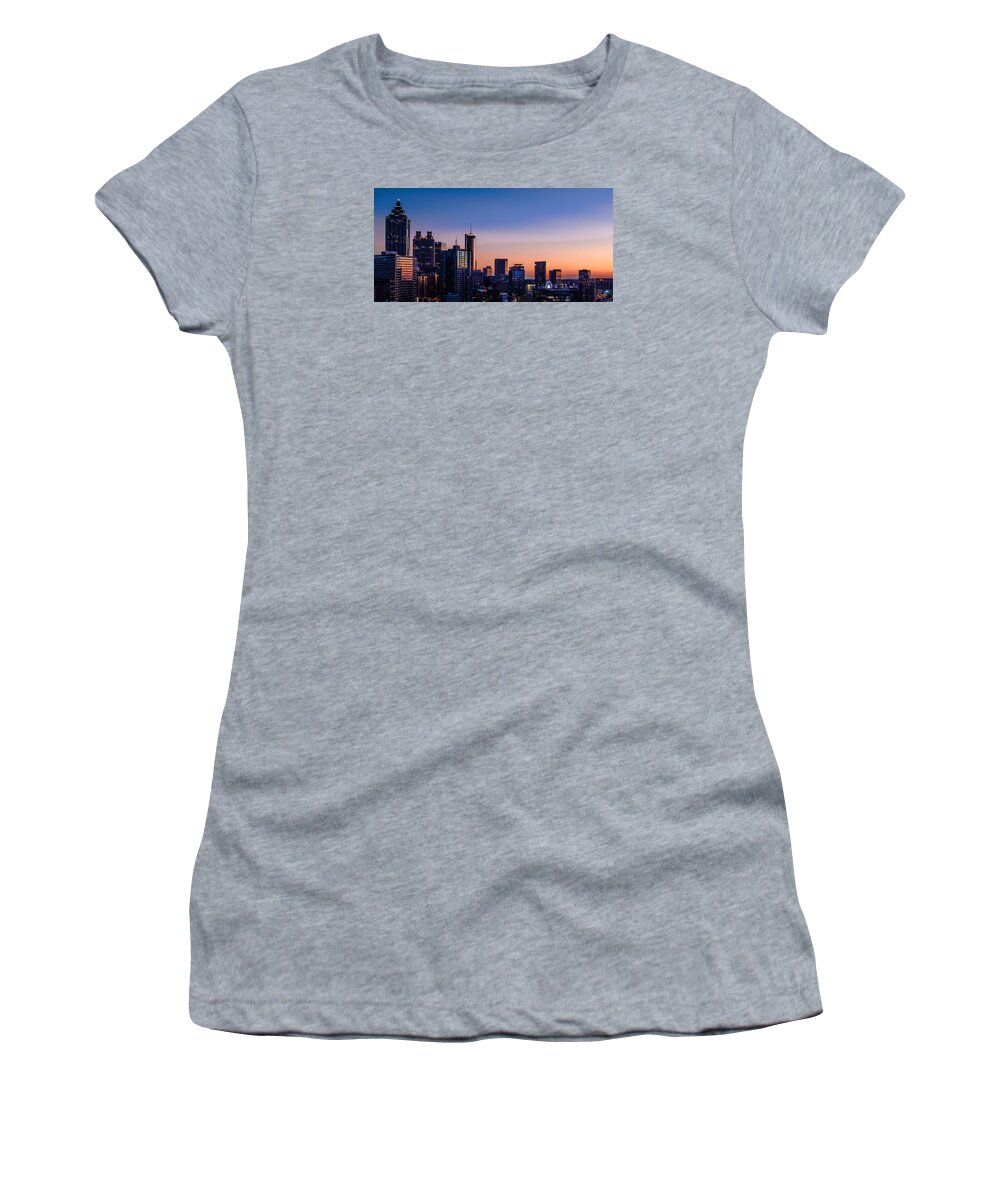 Sunset Women's T-Shirt featuring the photograph Atlanta Sunset #1 by Mike Dunn