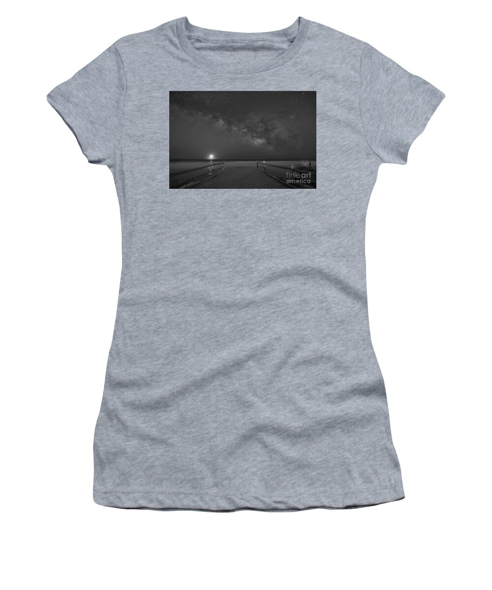 Avalon Women's T-Shirt featuring the photograph Avalon New Jersey Milky Way Rising #1 by Michael Ver Sprill