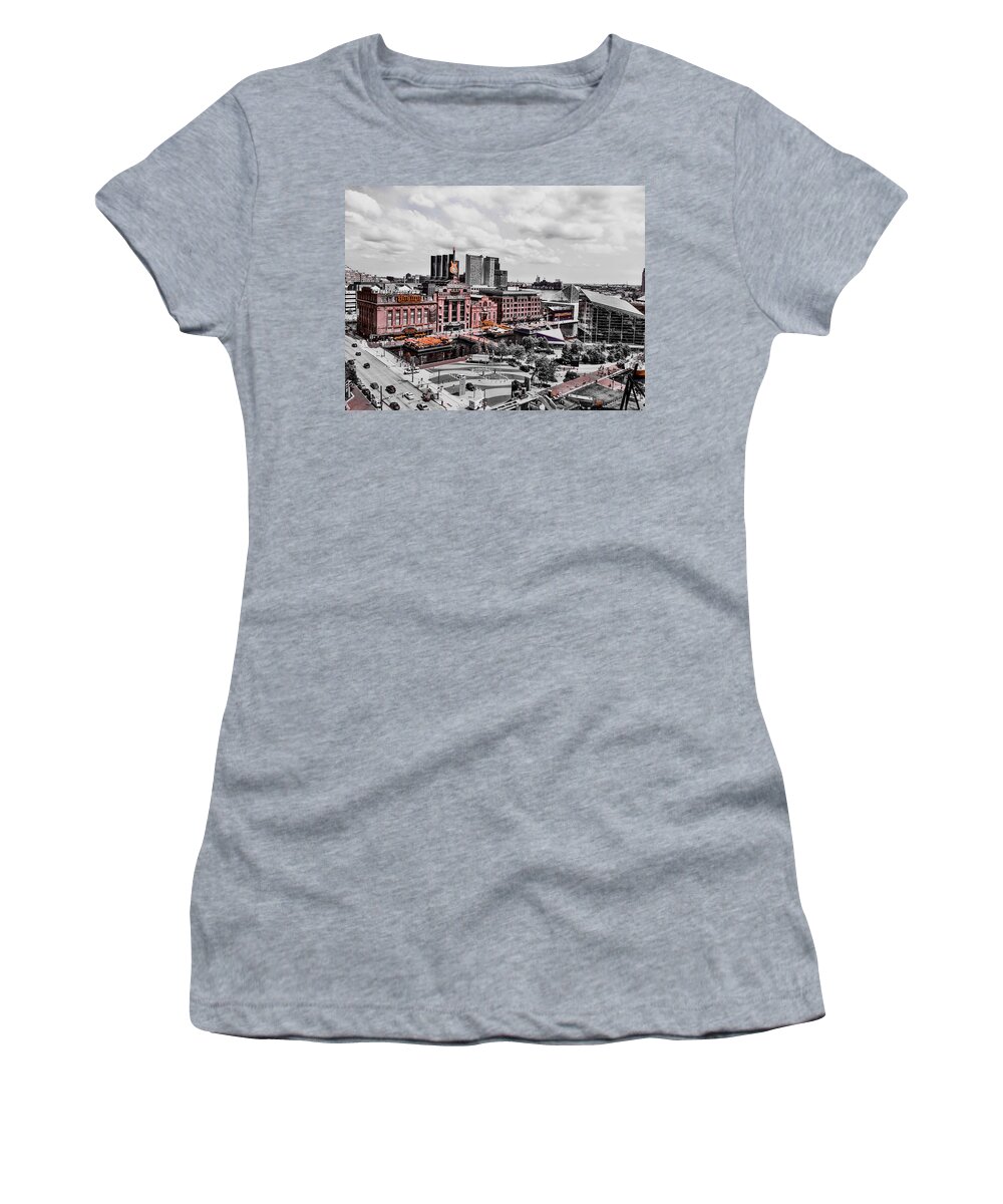 Baltimore Women's T-Shirt featuring the photograph Baltimore Power Plant #1 by Chris Montcalmo