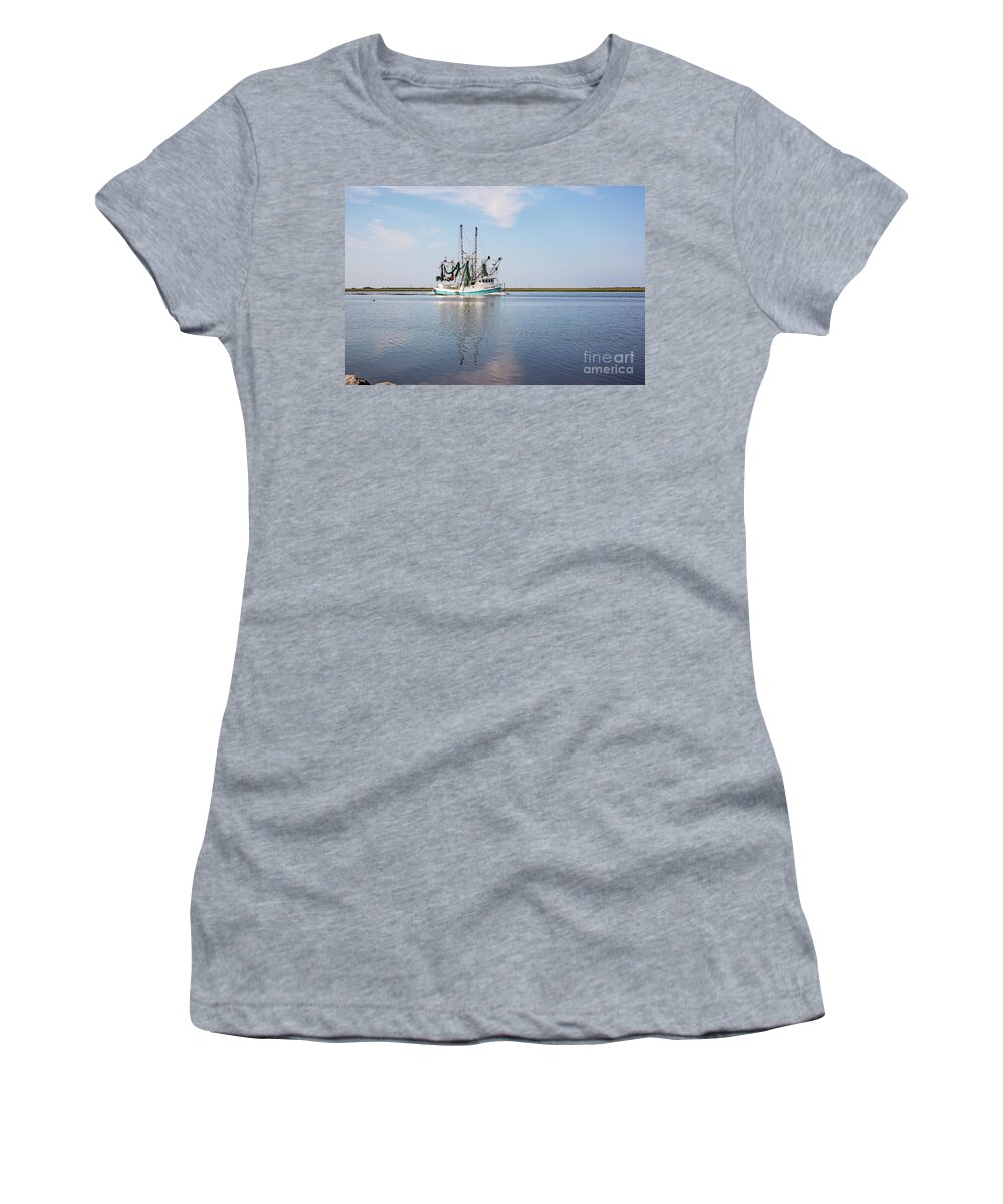 Bayou Shrimper Women's T-Shirt featuring the photograph Bayou Shrimper by Scott Pellegrin