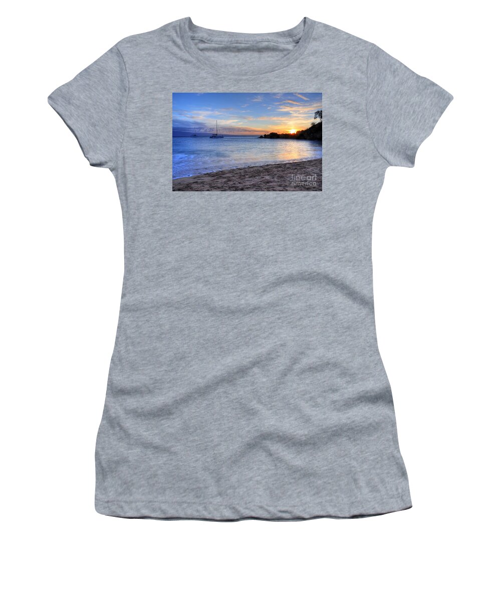 Ka'anapali Beach Women's T-Shirt featuring the photograph Black Rock Sunset #1 by Kelly Wade