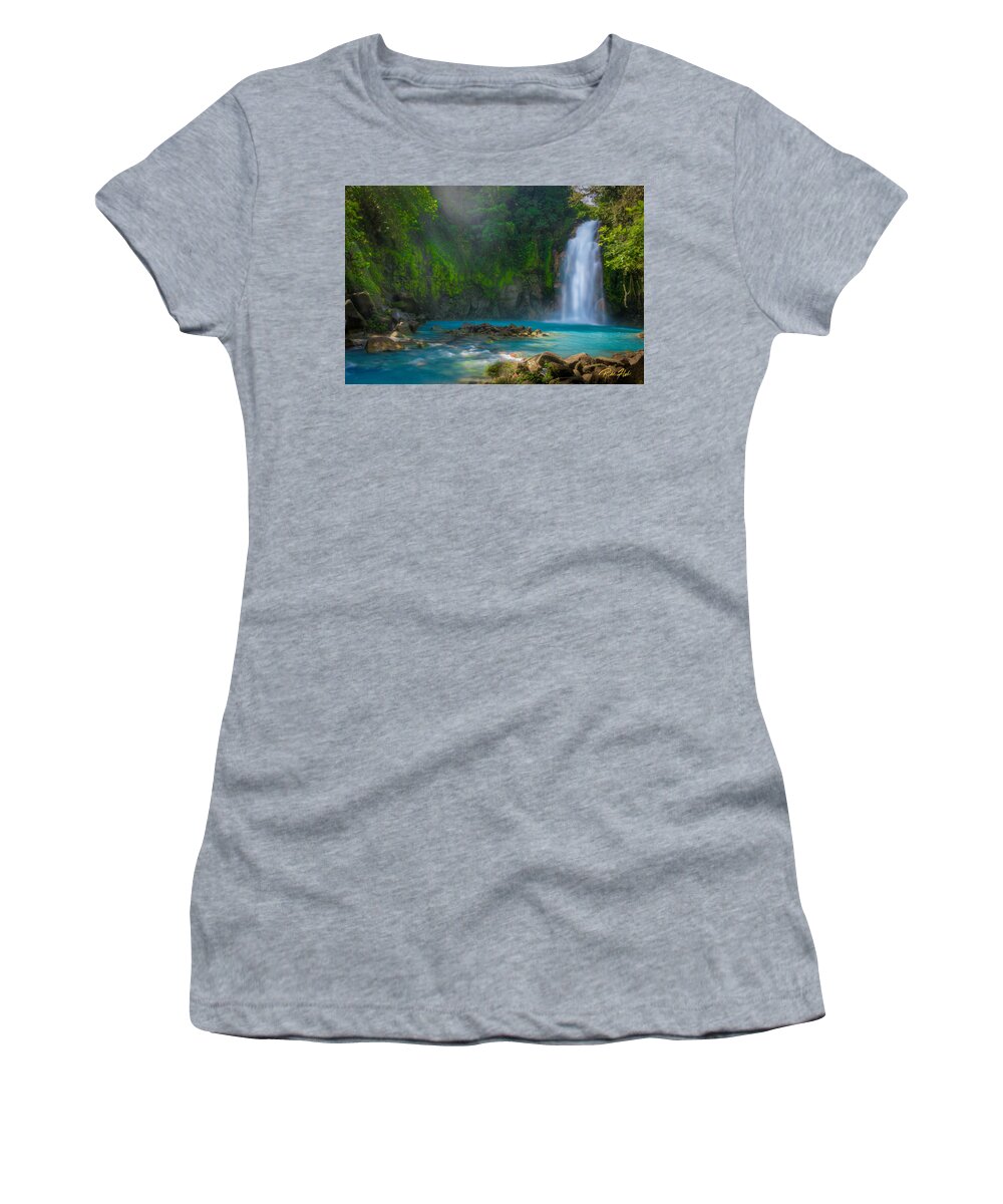 Flowing Women's T-Shirt featuring the photograph Blue Waterfall #1 by Rikk Flohr