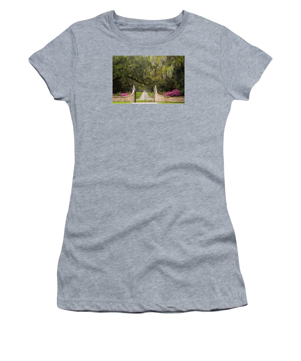 Mt. Pleasant Women's T-Shirt featuring the photograph Boone Hall Plantation #1 by Eggers Photography