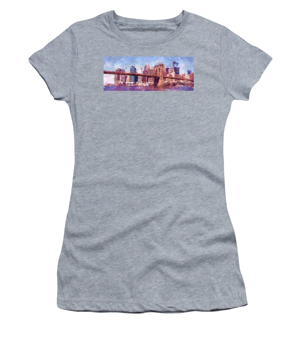 Brooklyn Bridge Women's T-Shirt featuring the photograph Brooklyn Bridge #1 by Julie Lueders 