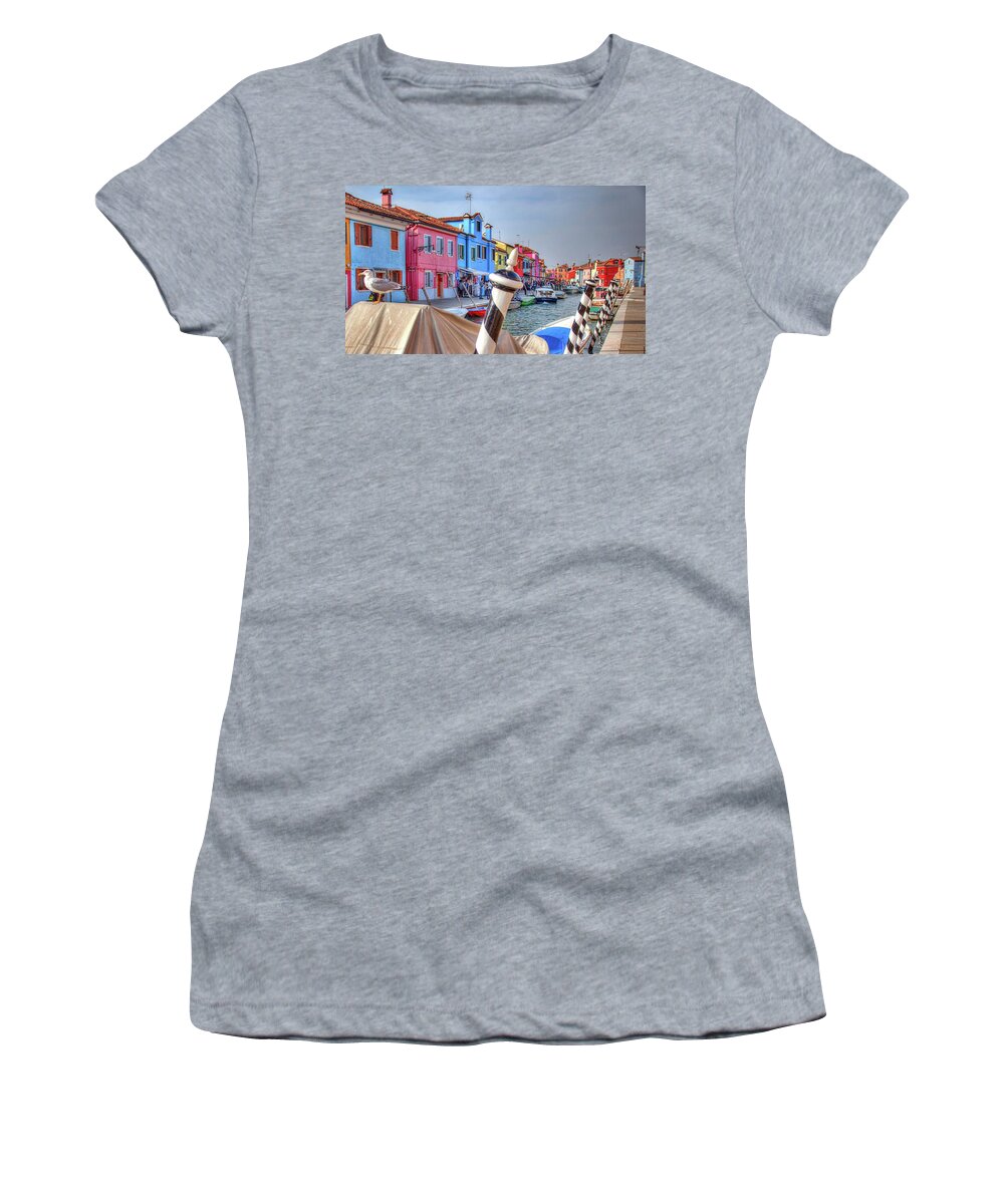Burano Venice Italy Women's T-Shirt featuring the photograph Burano Venice Italy #1 by Paul James Bannerman