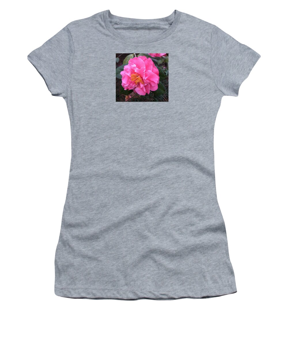 Camellia Women's T-Shirt featuring the photograph Camellia #1 by Lessandra Grimley