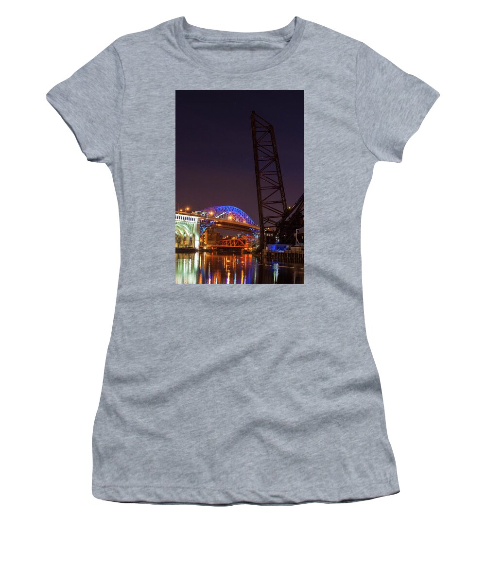 Cleveland Women's T-Shirt featuring the photograph City of Bridges #1 by Stewart Helberg
