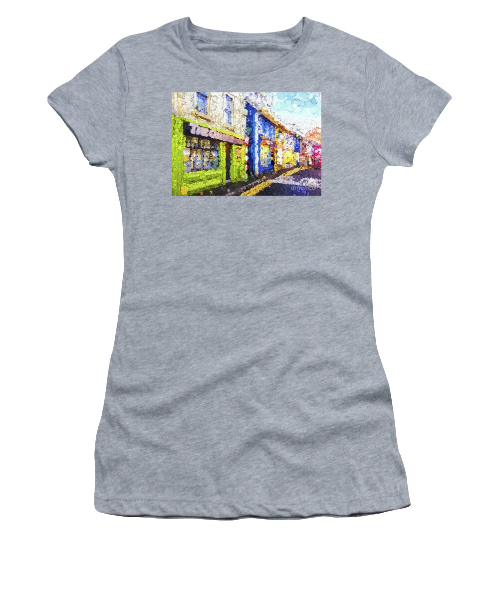 Kinsale Women's T-Shirt featuring the digital art Colorful buildings #1 by Les Palenik