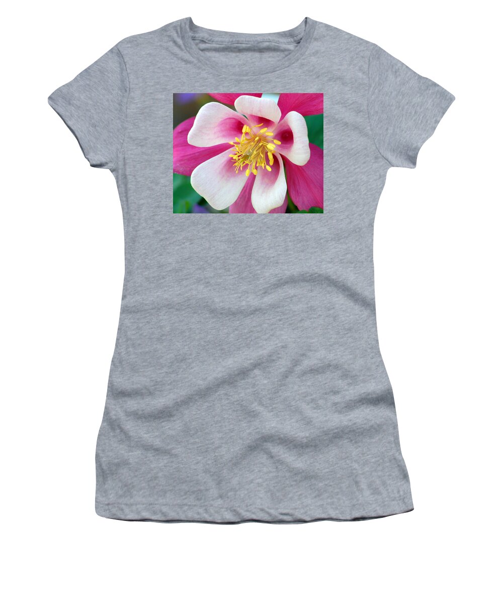 Columbine Women's T-Shirt featuring the photograph Columbine Flower 1 #1 by Amy Fose