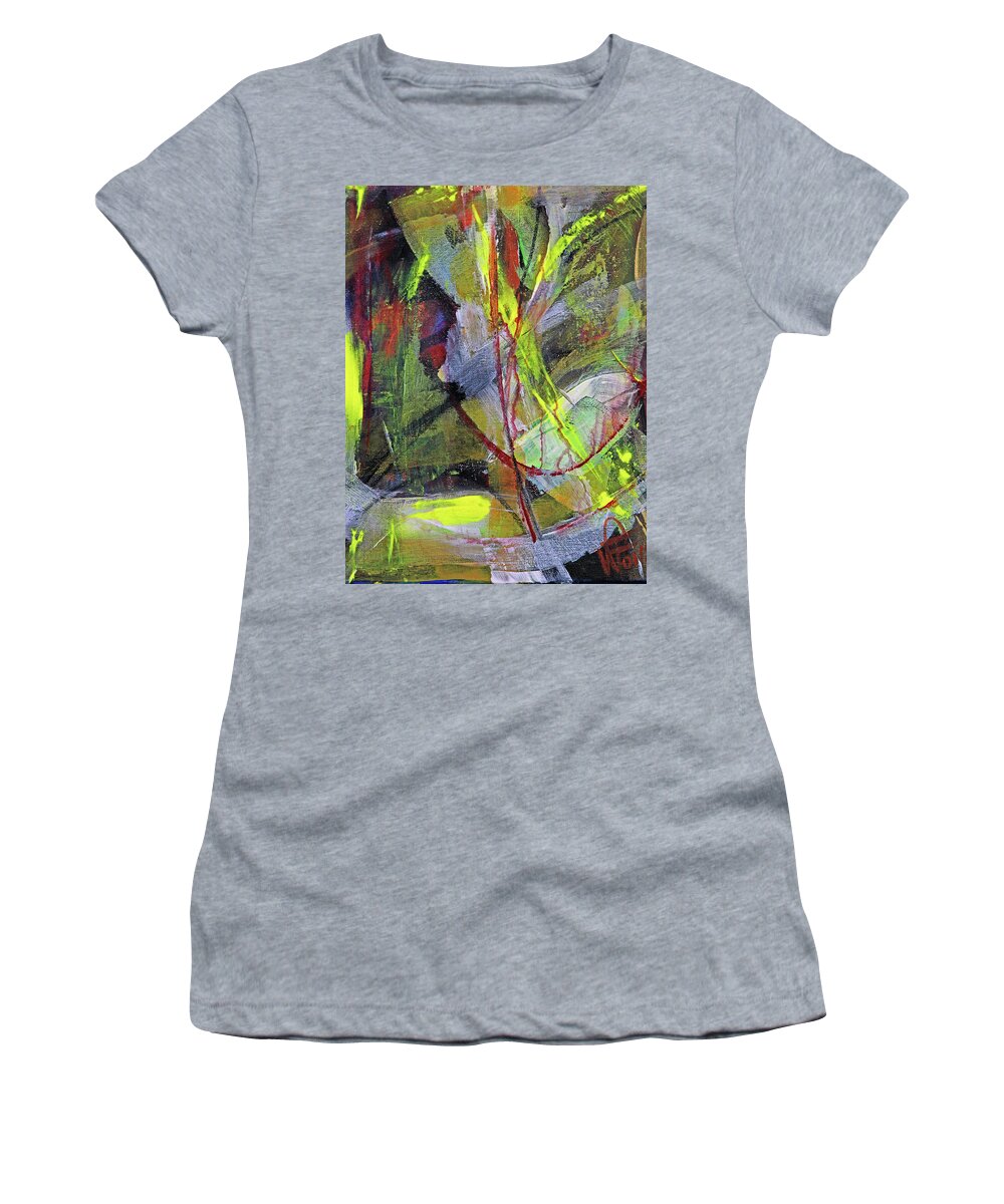 Abstract Women's T-Shirt featuring the painting Composition 20182 #2 by Walter Fahmy