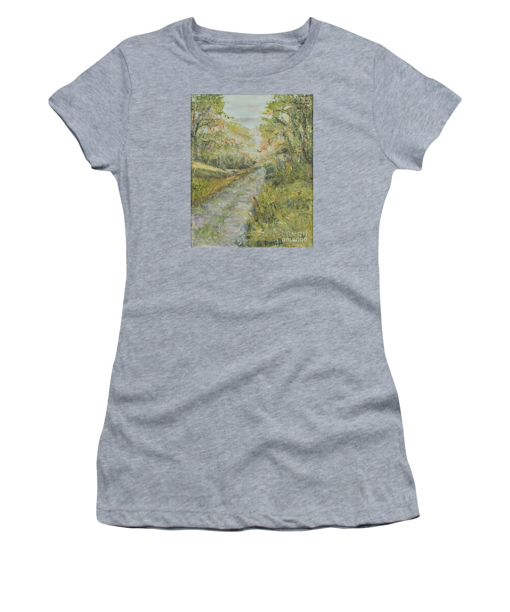 Oil Painting By B.rossitto Women's T-Shirt featuring the painting Country Path Sunset #1 by B Rossitto