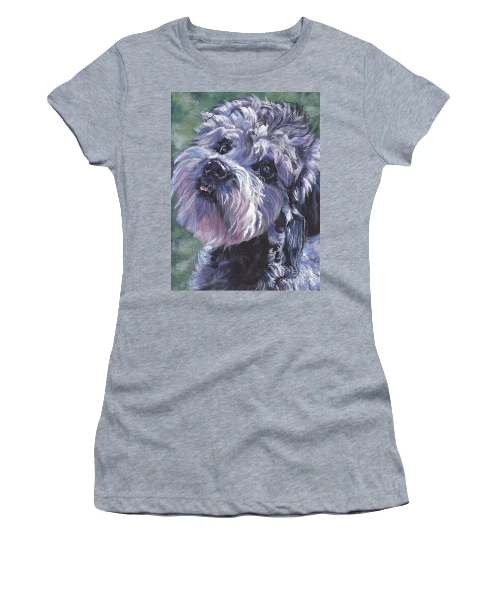 Dandie Dinmont Terrier Women's T-Shirt featuring the painting Dandie Dinmont Terrier #1 by Lee Ann Shepard