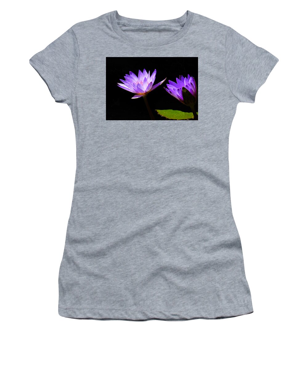 Water Lily Women's T-Shirt featuring the photograph Deep Purple #1 by Rosalie Scanlon