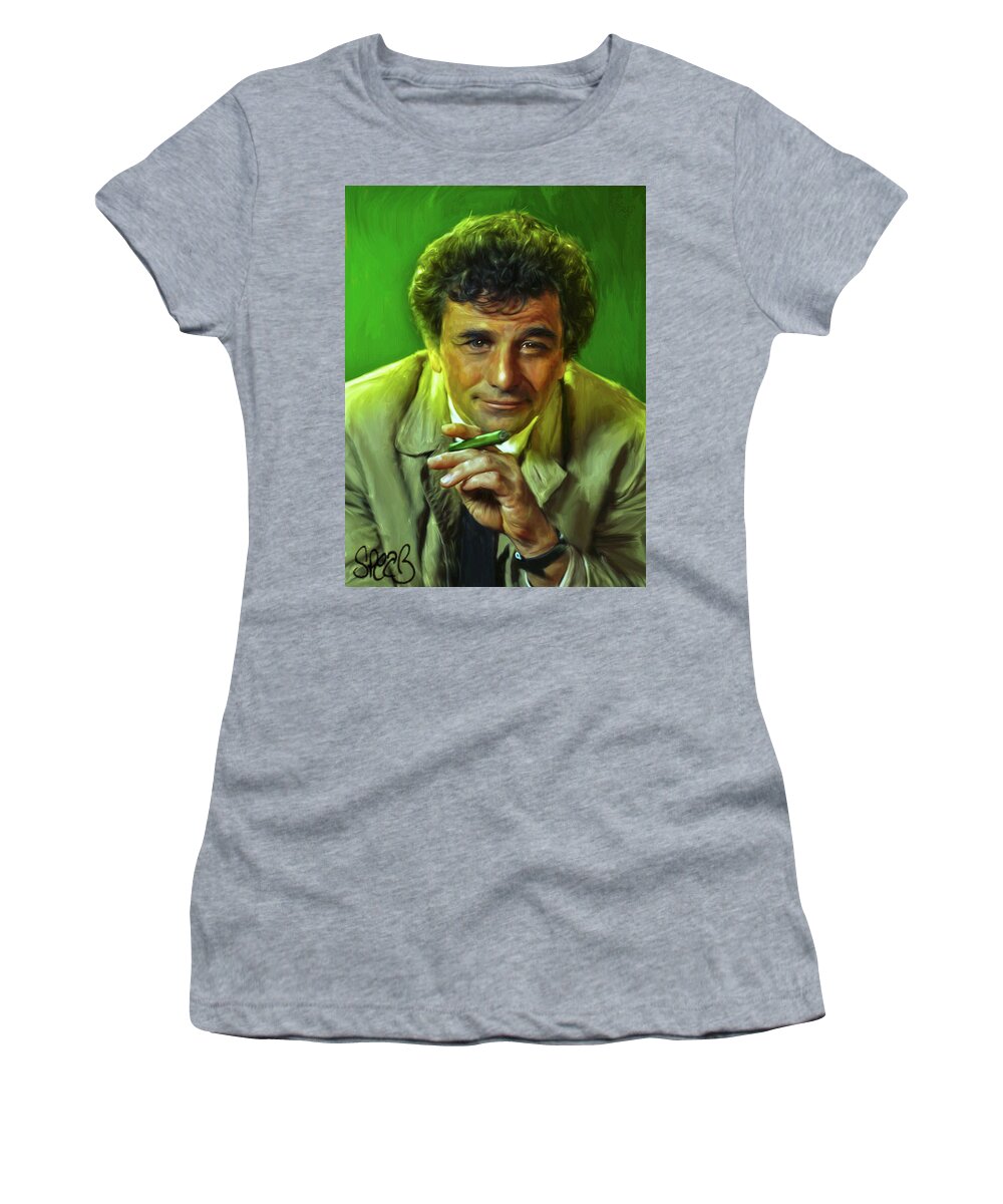 Detective Columbo Women's T-Shirt featuring the mixed media Detective Columbo - Just One More Thing #1 by Mark Spears