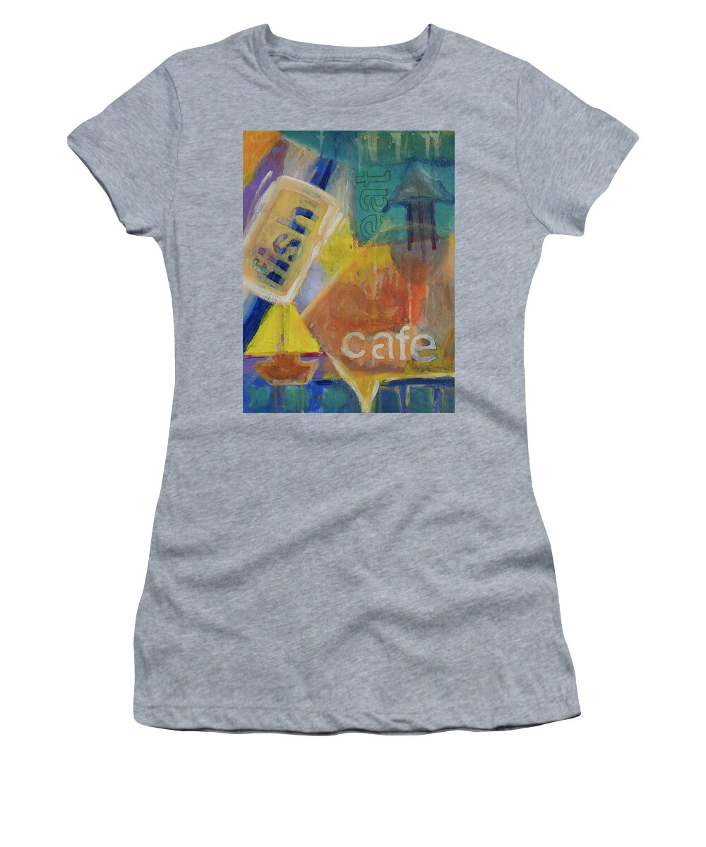 Expressionism Painting Women's T-Shirt featuring the painting Fish Cafe #1 by Susan Stone