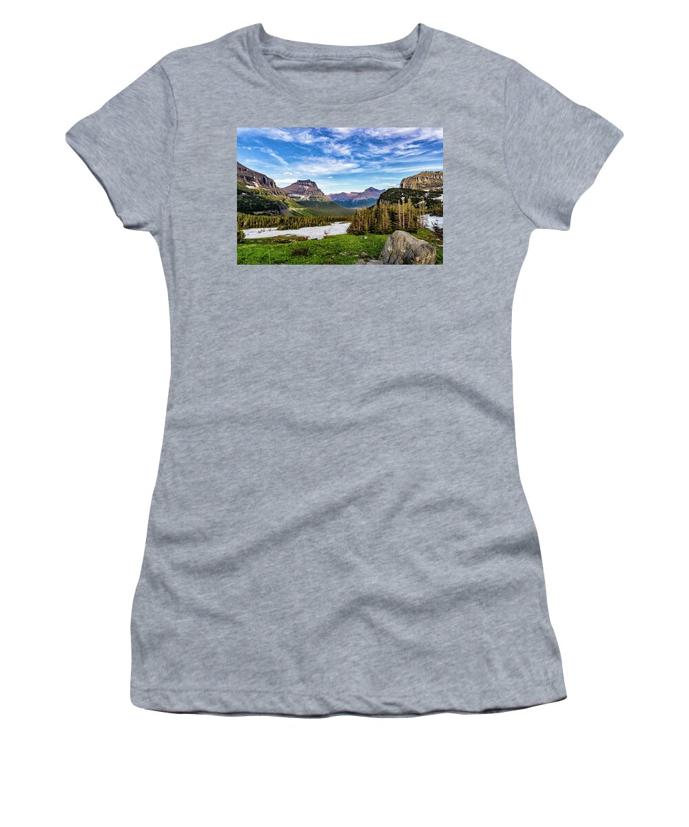 Glacier National Park Women's T-Shirt featuring the photograph Glacier Nation Park at Logan Pass #1 by Donald Pash