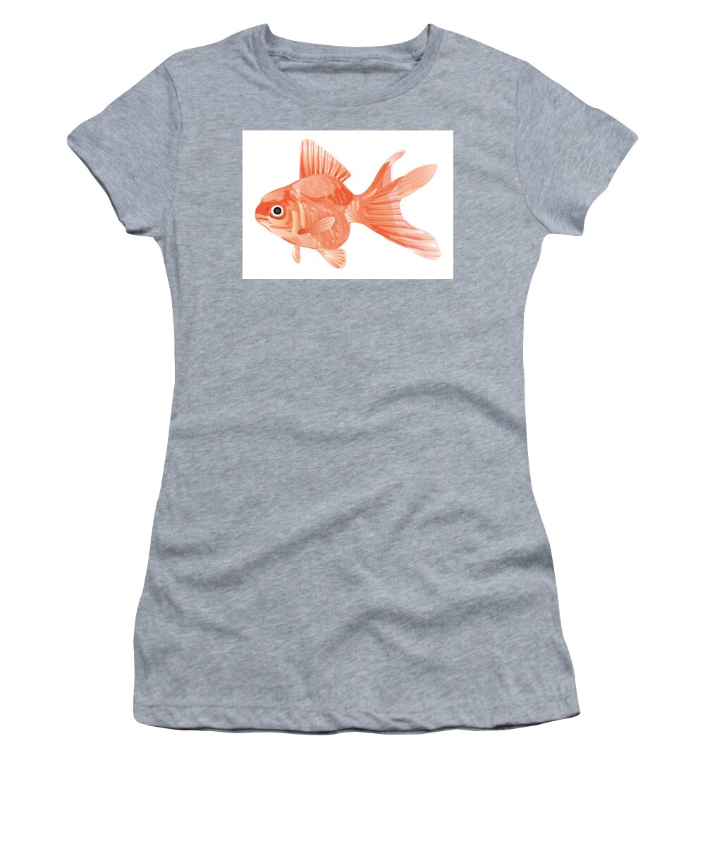  Women's T-Shirt featuring the digital art Goldfish #1 by Moto-hal
