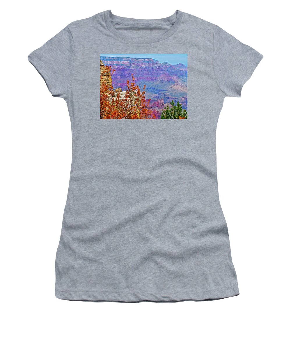 Grandview Trail View On East Side Of South Rim Of Grand Canyon National Park Women's T-Shirt featuring the photograph Grandview Trail View on East Side of South Rim of Grand Canyon National Park-Arizona #1 by Ruth Hager