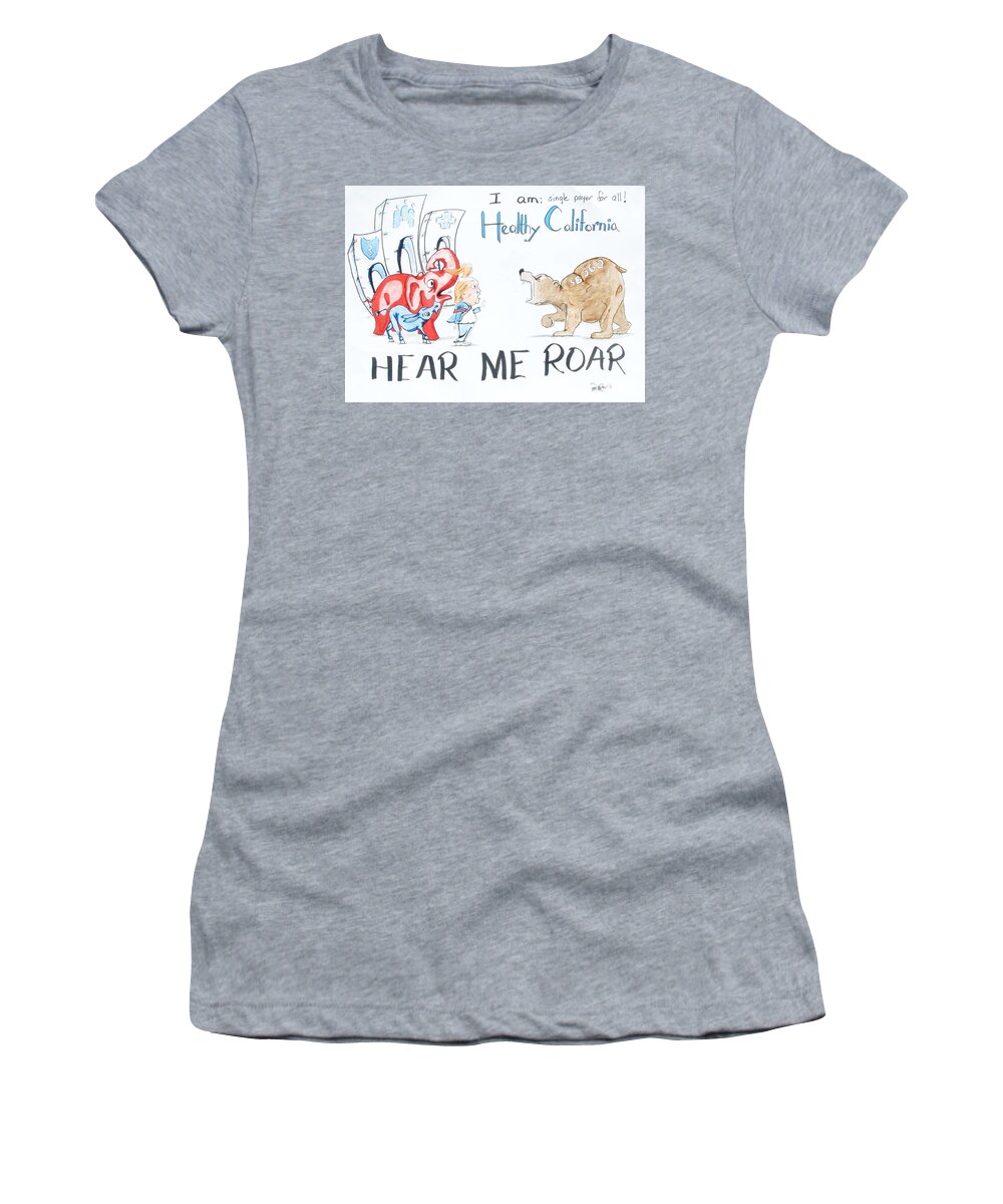 Sb 562 Women's T-Shirt featuring the drawing Hear Me Roar #1 by Patricia Kanzler