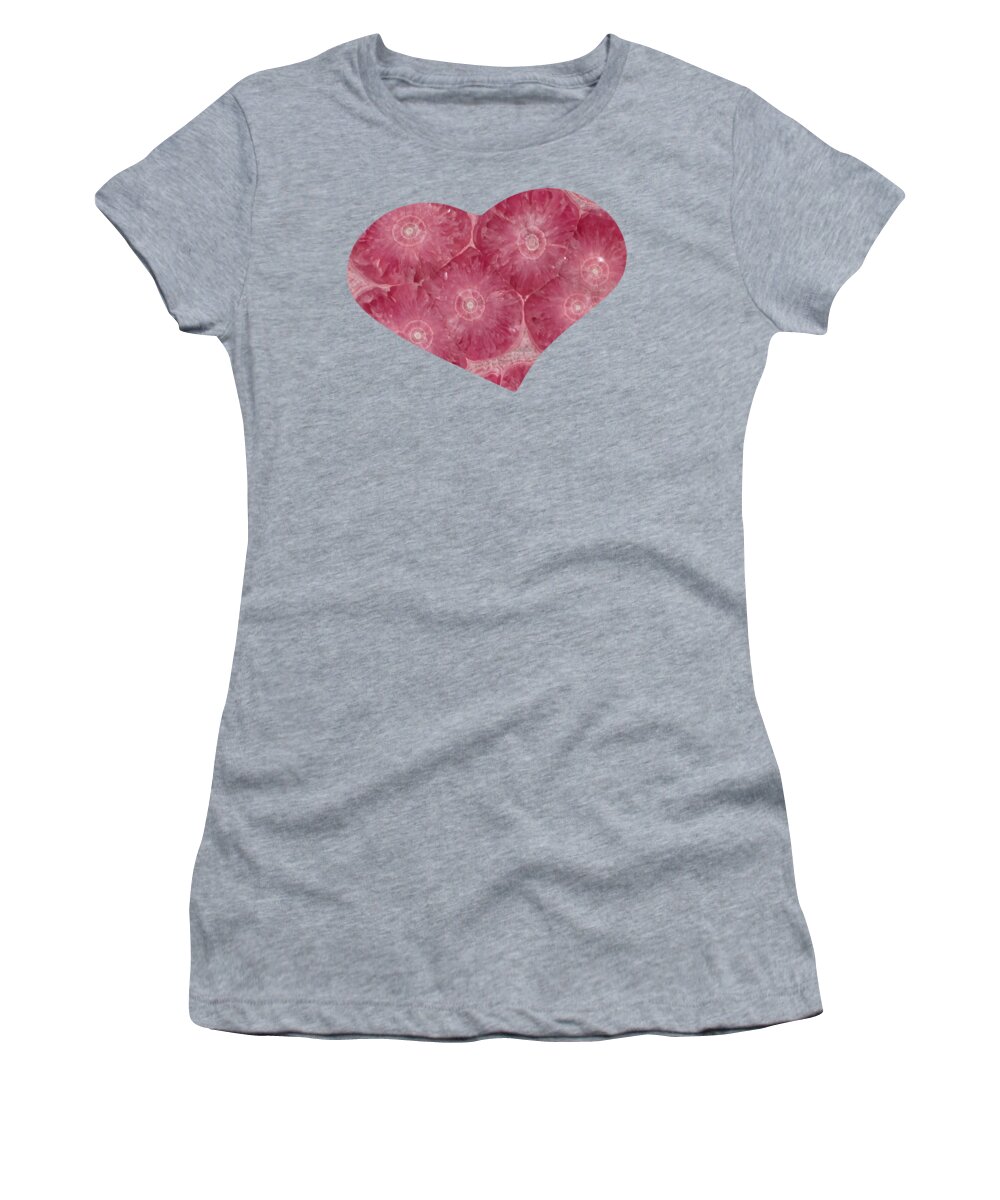 Heart Shape Art Women's T-Shirt featuring the digital art Heart Shape Stone Art by OLena Art