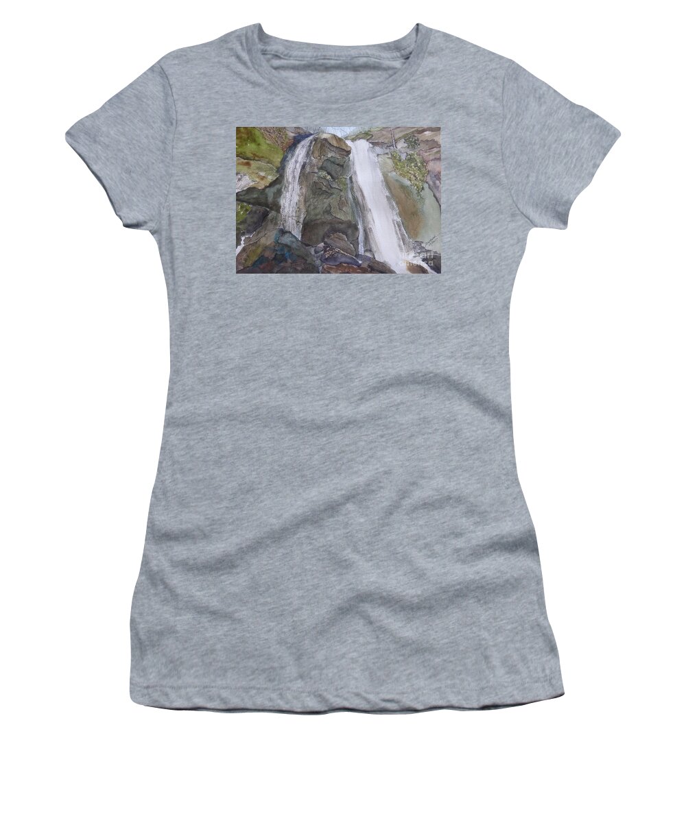 High Shoals Falls Women's T-Shirt featuring the painting High Shoals Falls #1 by Joel Deutsch