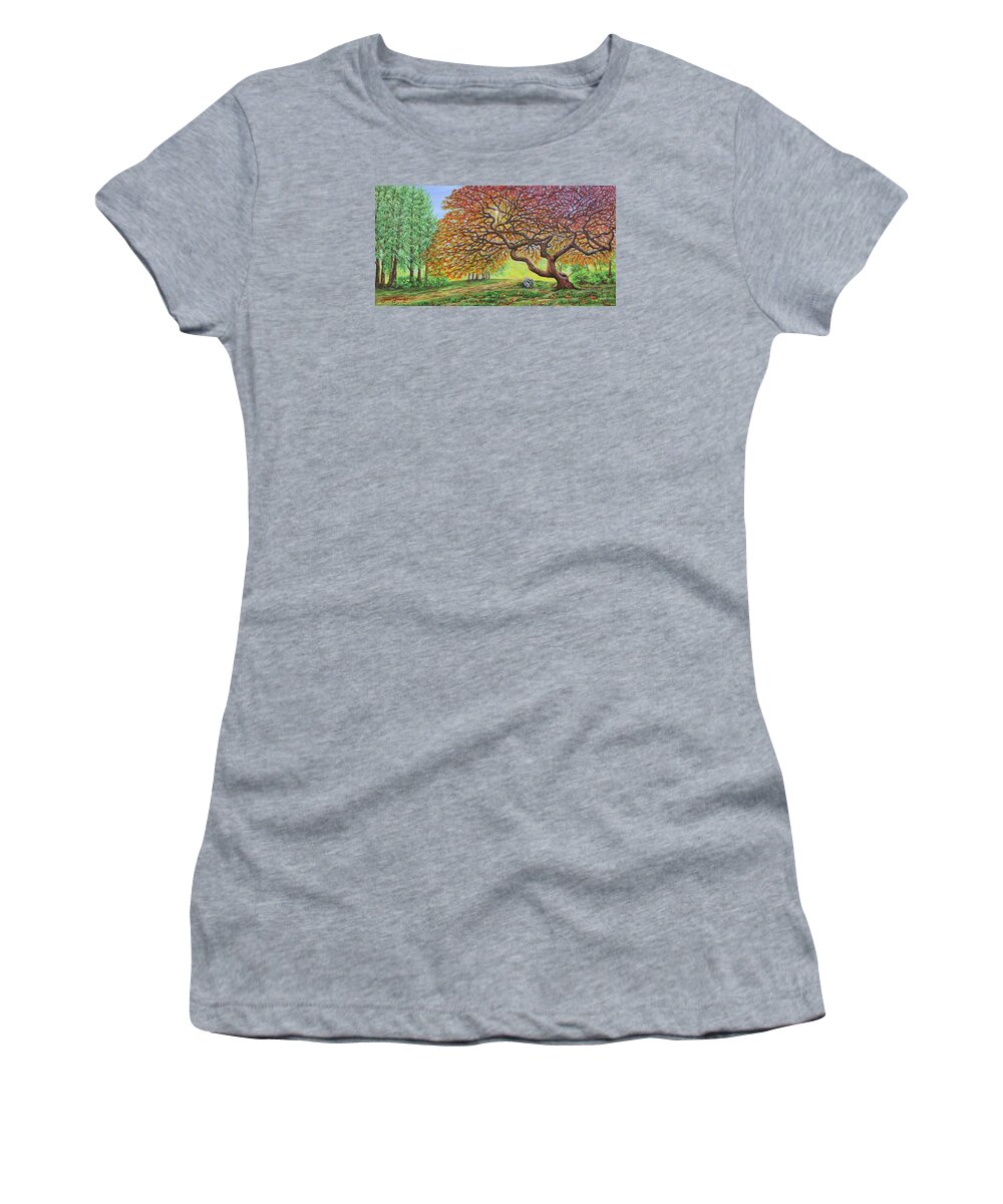 Japanese Women's T-Shirt featuring the painting Japanese Maple #2 by Jane Girardot