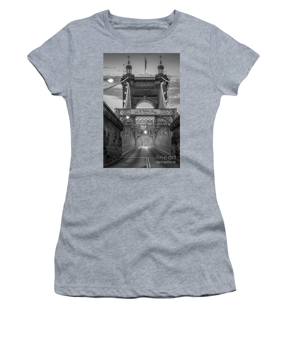 America Women's T-Shirt featuring the photograph John A. Roebling Suspension Bridge #1 by Inge Johnsson