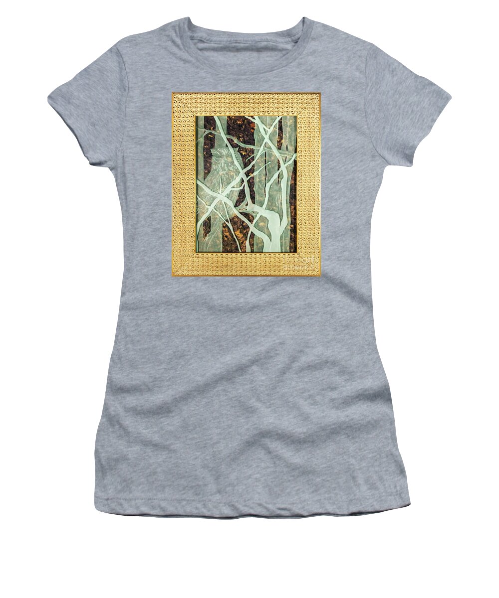Etched Glass Women's T-Shirt featuring the glass art Looking Out by Alone Larsen