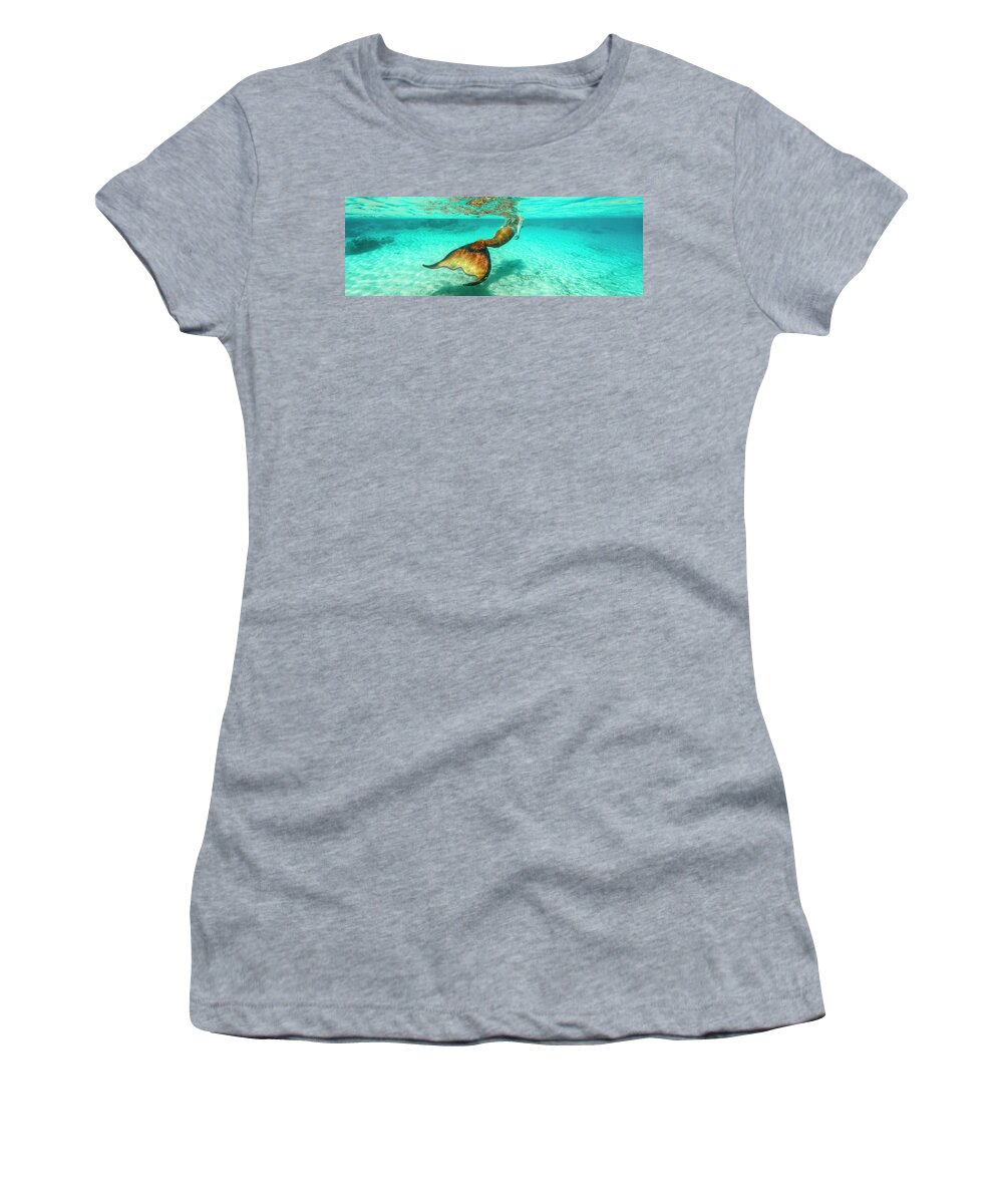 Mermaid Women's T-Shirt featuring the photograph Mermaid BluesPanorama by Leonardo Dale
