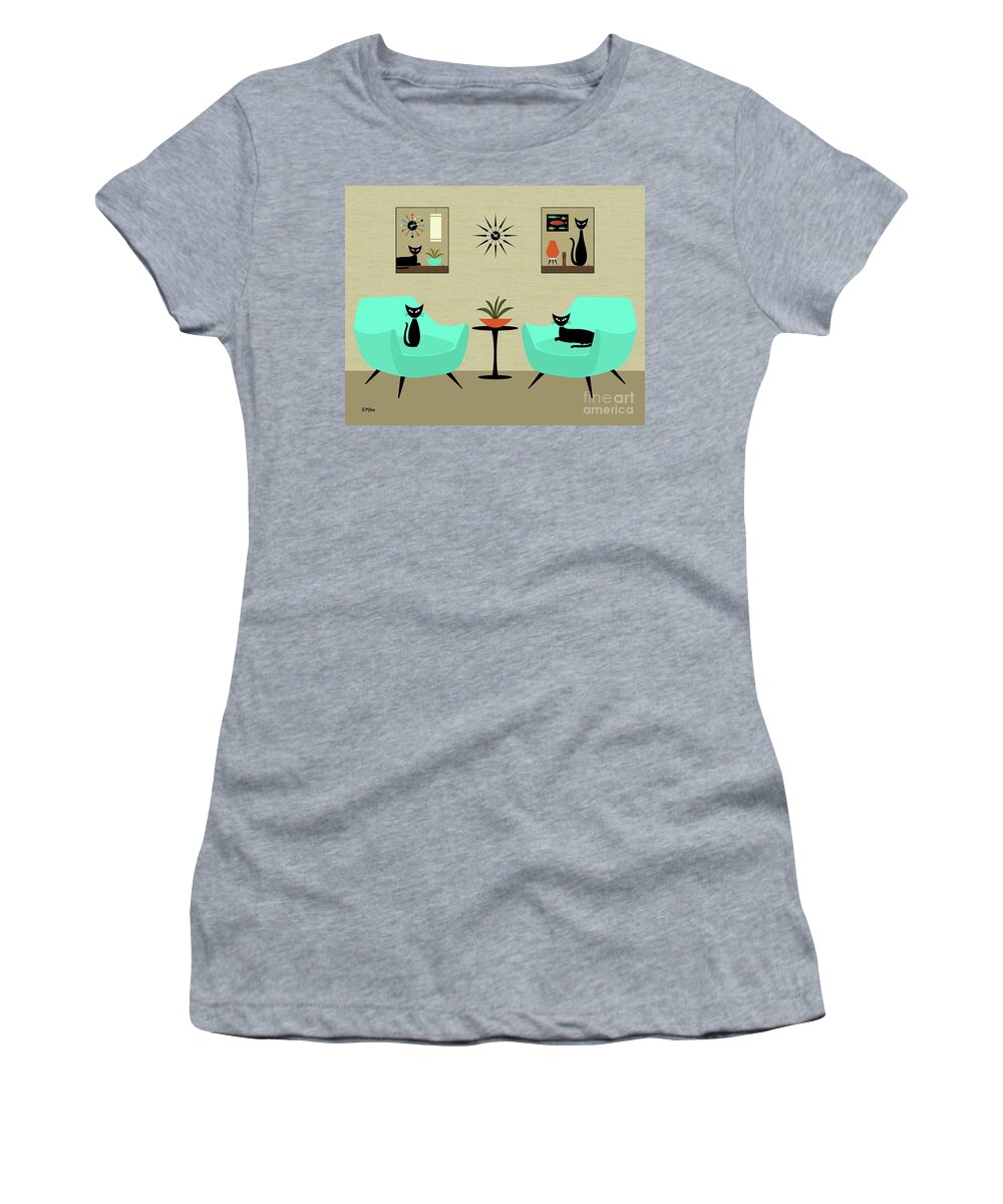  Women's T-Shirt featuring the digital art Mini Tabletop Cats #1 by Donna Mibus